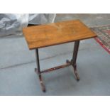 VICTORIAN MAHOGANY SIDE TABLE WITH DECORATIVE STRETCHERED SUPPORTS