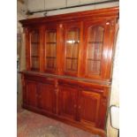 GOOD QUALITY REPRODUCTION MAHOGANY FOUR DOOR GLAZED BOOKCASE