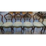 SET OF SIX CARVED MAHOGANY CROWN BACK CHAIRS (TWO AT FAULT)