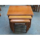 REPRODUCTION YEW COLOURED NEST OF THREE TABLES BY YOUNGER