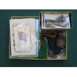 SUNDRY LOT INCLUDING CIGARETTE CARDS, MILITARY BUTTONS AND BADGES, ETC.