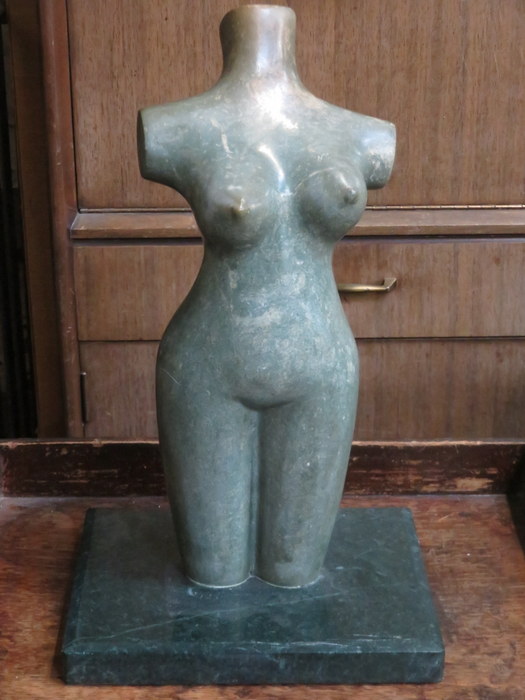 MARBLE EFFECT NUDE SCULPTURE ON STAND,