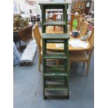 TWO SETS OF FOLDING WOODEN STEP LADDERS