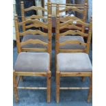 SET OF FOUR LADDER BACK KITCHEN CHAIRS