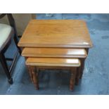 REPRODUCTION YEW COLOURED NEST OF THREE TABLES BY YOUNGER