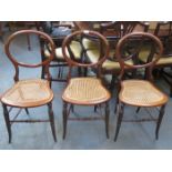 SET OF THREE MAHOGANY BALLOON BACK CHAIRS WITH BERGERE SEATS