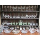 LARGE QUANTITY OF COLOURED AND OTHER GLASSWARE INCLUDING STYLISH LEMONADE SET