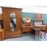 MAHOGANY BEDROOM SUITE EDWARDIAN COMPRISING OF SINGLE DOOR WARDROBE, DRESSING TABLE, WASH STAND,