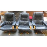 SET OF THREE DANEWAY LEATHER ARMCHAIRS