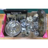 SUNDRY LOT INCLUDING PLATED WARE, TWO SILVER NAPKIN RINGS,