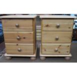 PAIR OF MODERN PINE THREE DRAWER BEDSIDE CHESTS