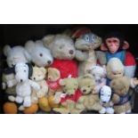 MIXED LOT OF VINTAGE RUPERT THE BEAR TEDDIES WITH PULL STRINGS (ALL AT FAULT), AND ALSO MONKEY,