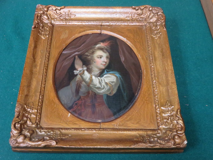 19th CENTURY GILT FRAMED OIL ON PANEL PORTRAIT,