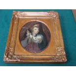 19th CENTURY GILT FRAMED OIL ON PANEL PORTRAIT,