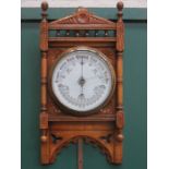 OAK CASED WALL HANGING ANEROID BAROMETER