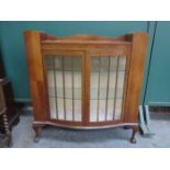 WALNUT ART DECO STYLE TWO DOOR GLAZED DISPLAY CABINET