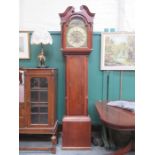 ANTIQUE MAHOGANY CASED LONG CASE CLOCK WITH HANDPAINTED ROLLING MOON DIAL BY THOMAS LISTER,