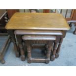 PRIORY STYLE OAK NEST OF THREE TABLES