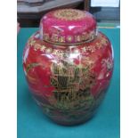 CROWN DEVON FIELDINGS LUSTRE GLAZED GINGER JAR WITH COVER,