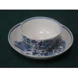 ROYAL WORCESTER 19th CENTURY BLUE AND WHITE TEA BOWL AND SAUCER WITH CRESCENT MOON BACK STAMP