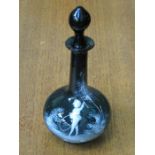 MARY GREGORY DECORATIVE VICTORIAN COLOURED GLASS DECANTER WITH STOPPER,