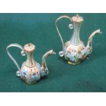 TWO SMALL ORIENTAL CLOISONNE COFFEE POTS