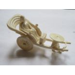 GOOD QUALITY 19th CENTURY ORIENTAL IVORY RICKSHAW FIGURE GROUP