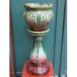 VICTORIAN GLAZED CERAMIC JARDINIERE ON STAND