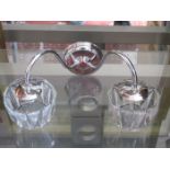 SET OF FIVE MODERN WALL SCONCE CHROME COLOURED AND GLASS LIGHT FITTINGS