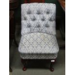 REPRODUCTION UPHOLSTERED BUTTON BACK NURSING CHAIR