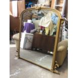 LARGE GILDED OVER MANTLE MIRROR