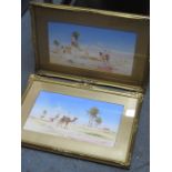 EDMUND DRUESE, PAIR OF GILT FRAMED WATERCOLOURS OF MIDDLE EASTERN DESERT SCENES,