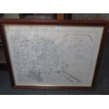 TWO FRAMED MONOCHROME SECTIONAL MAPS,