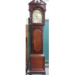 ANTIQUE MAHOGANY CASED LONG CASE CLOCK WITH ORMOLU BRASS MOUNTED DIAL