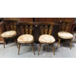 ERCOL DARK OAK DROP LEAF DINING TABLE AND FOUR CHAIRS