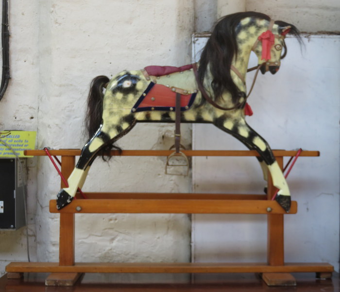 VINTAGE HANDPAINTED CHILD'S ROCKING HORSE ON STAND,