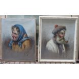 P VITALI, PAIR OF EARLY 20th CENTURY FRAMED OIL ON CANVAS PORTRAITS, SIGNED,