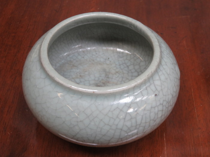 ORIENTAL CRACKLE GLAZED POTTERY BOWL,