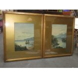 H MAGENIS, PAIR OF GILT FRAMED WATERCOLOURS DEPICTING SCOTTISH COASTAL AND LOCH SCENES,