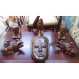 AFRICAN STYLE WALL TREEN MASK, PAIR OF BUSTS,