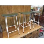 SET OF THREE 1950s STYLE KANDYA LOW BAR STOOLS (ONE AT FAULT)