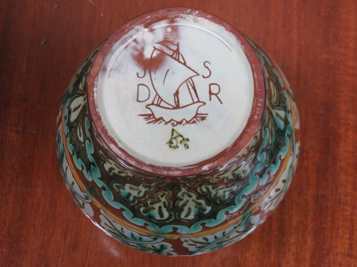 JESSIE SINCLAIR FOR DELLA ROBIA, HANDPAINTED AND GLAZED TWO HANDLED VASE, - Image 4 of 4