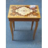 REPRODUCTION ITALIAN SMALL INLAID MUSICAL SEWING BOX