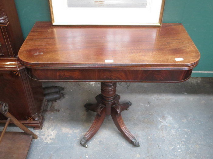 ANTIQUE MAHOGANY FOLD OVER TEA TABLE