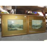 PAIR OF GILT FRAMED WATERCOLOURS- DERWENT WATER AND CONNISTON LAKE, UNSIGNED,