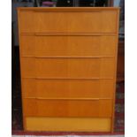 G PLAN STYLE CHEST OF FIVE DRAWERS