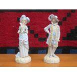 SAMSON OF PARIS(?) PAIR OF CONTINENTAL HANDPAINTED AND GILDED BISQUE FIGURES STAMPED WITH BLUE