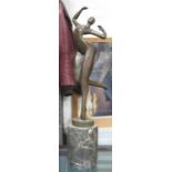 ART DECO STYLE BRONZE FIGURE ON MARBLE STAND, STAMPED JUNO,