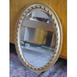 GILDED OVAL BEVELLED WALL MIRROR