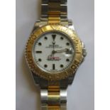 BOXED GENTS ROLEX OYSTER PERPETUAL DATE "YACHT MASTER" 18CT GOLD & STAINLESS STEEL CASED